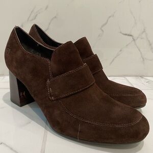 Brown Born Penny Loafer Heels Size 9.5
